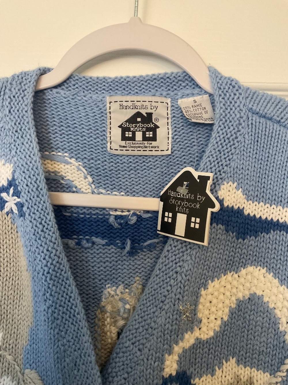 NWT Rare vintage Storybook Knits Unicorn blue hand knit sweater SMALL - Picture 3 of 8